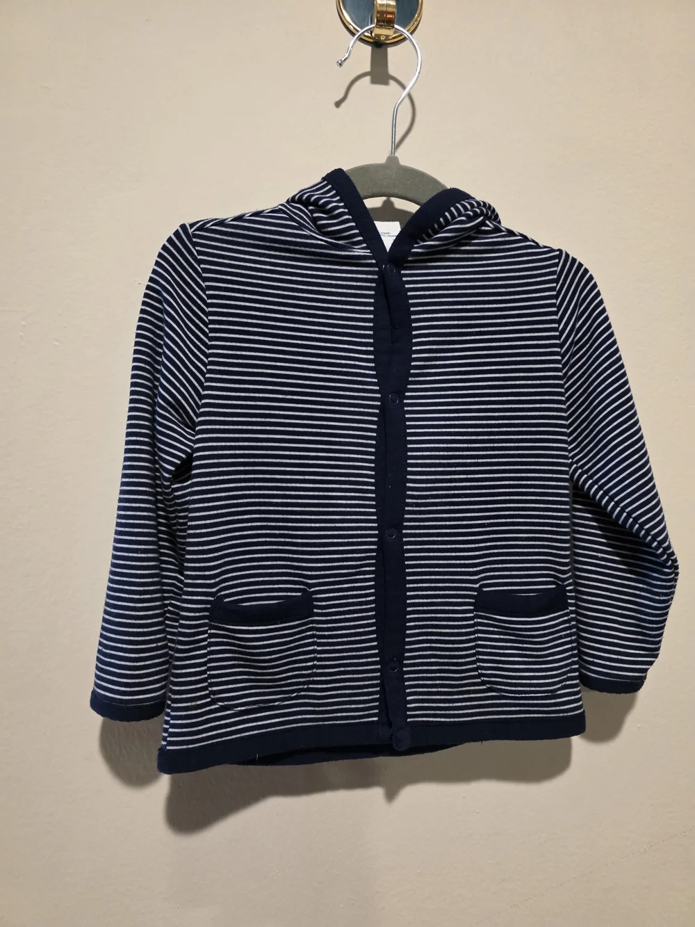 Old Navy Striped Navy & White Hooded Baby Jacket 18-24 Months